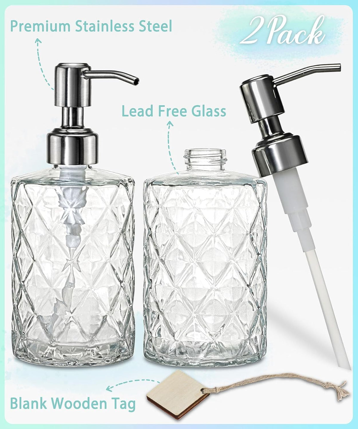 Luxury Glass Soap Dispenser with Stainless Steel Pump