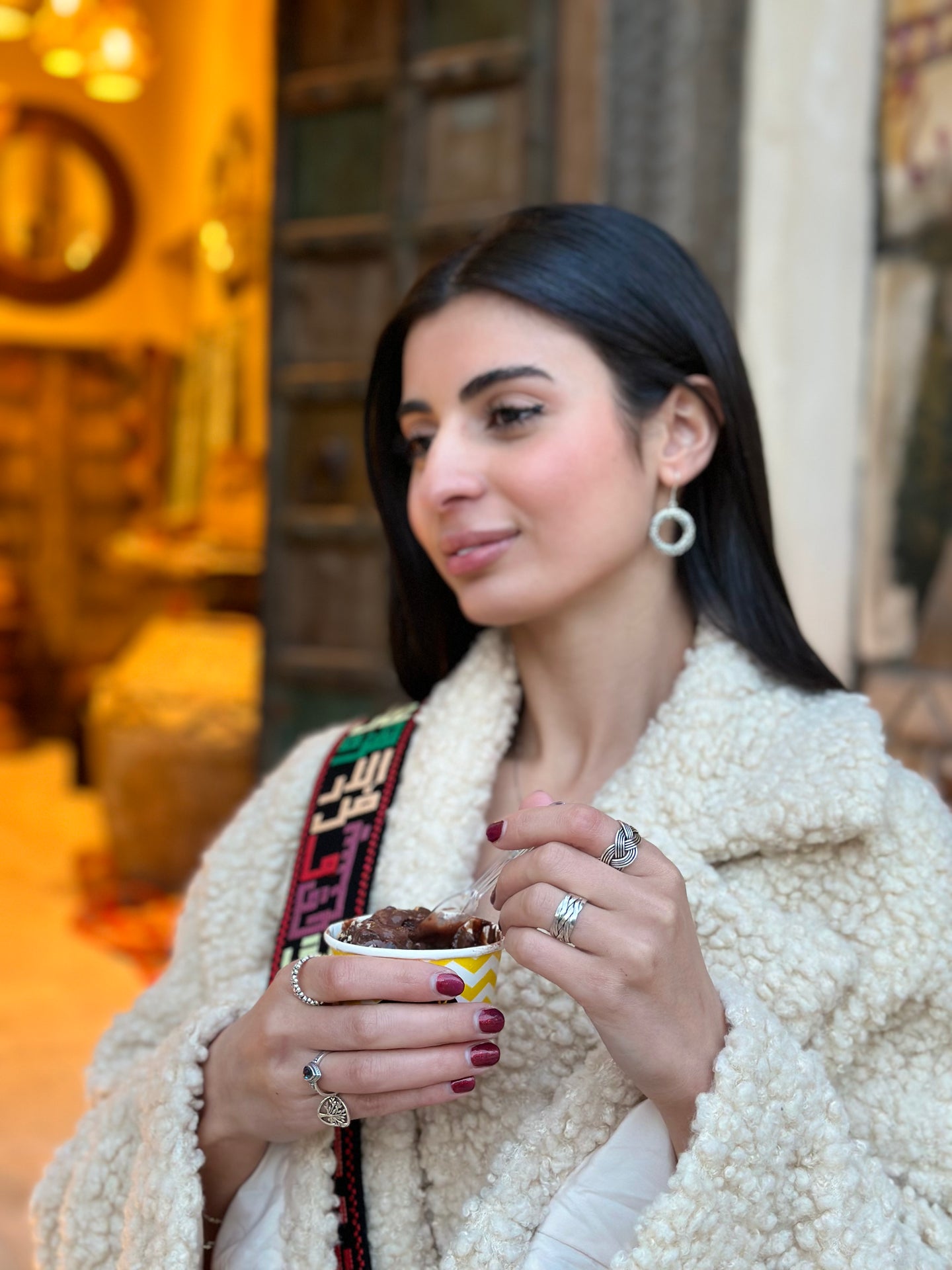 Hand-Embroidered Palestinian Cities Strap Bag – Arabic Calligraphy Crossbody Shoulder Strap for Handbags