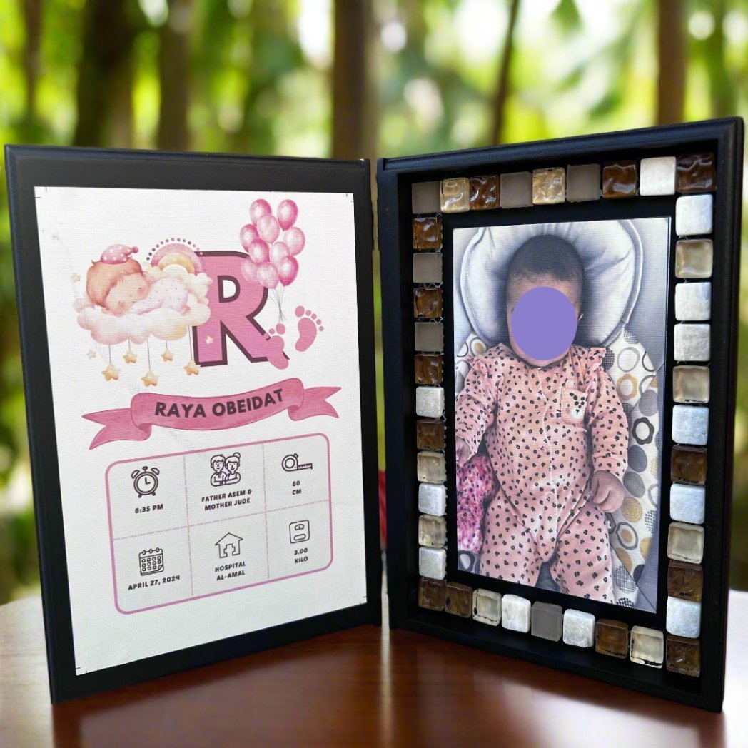 Baby Information on Frame with Picture Customized Wooden Book