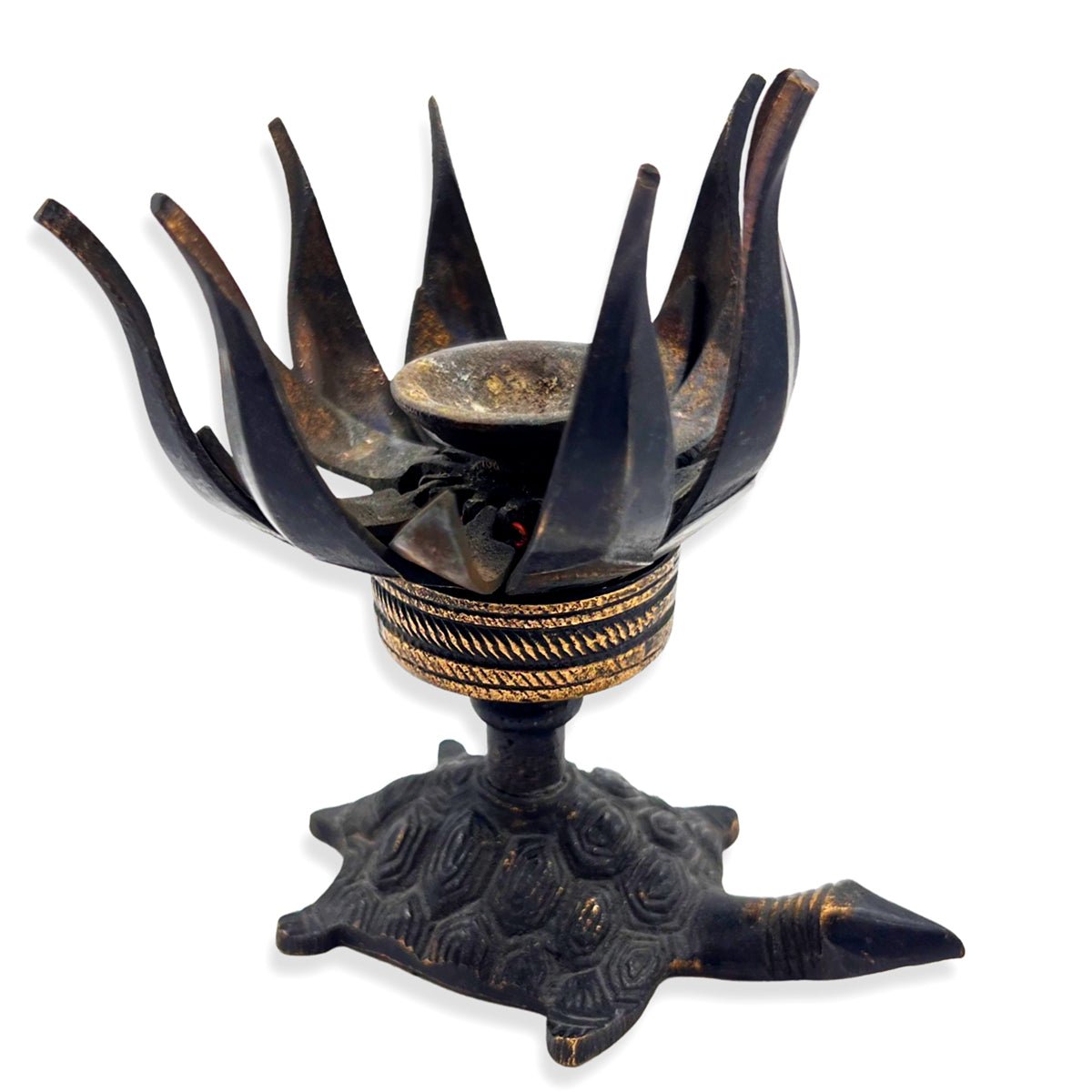 Candle Holder Antique Brass Rotatable Flower