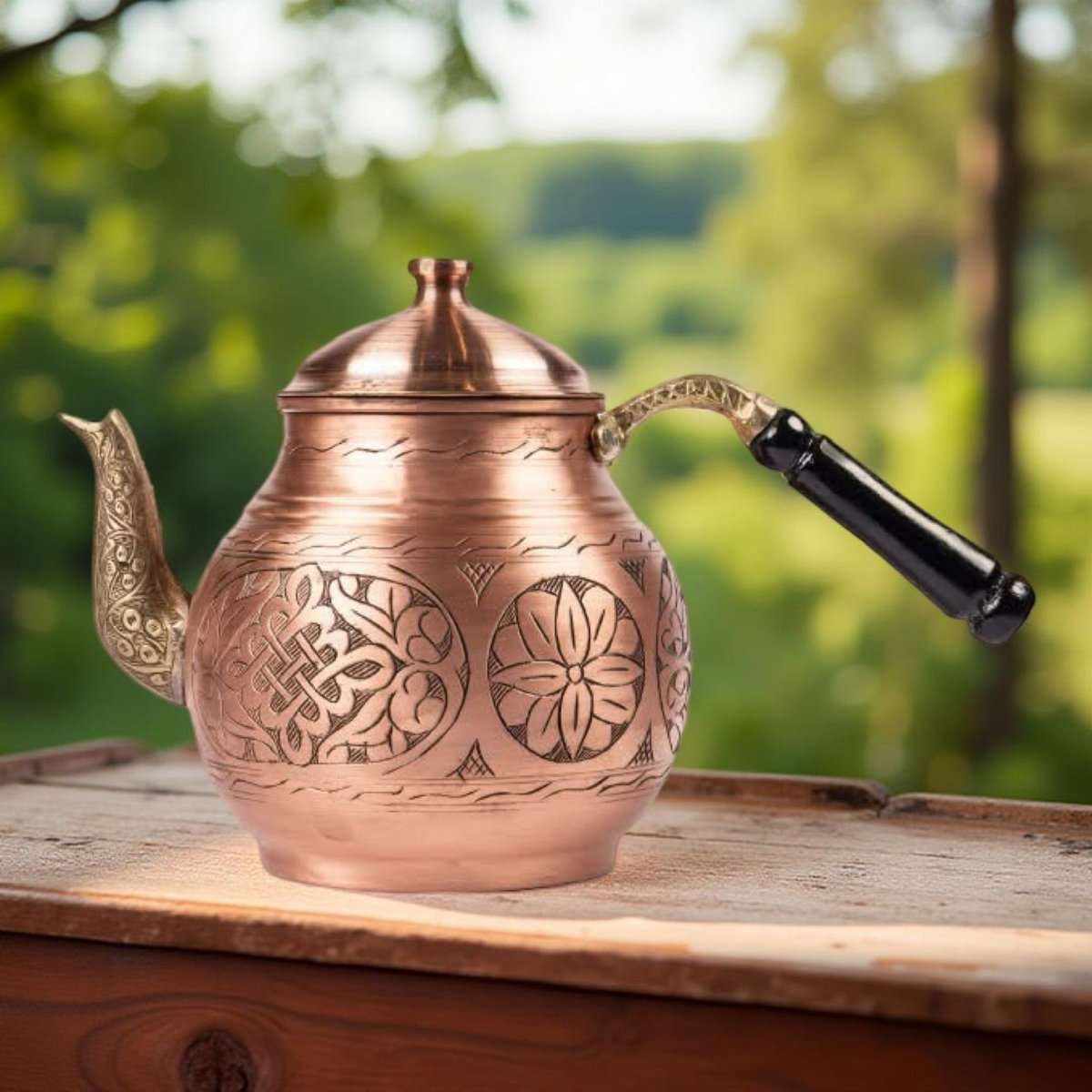 Copper Turkish TeaPot Tea Kettle Pots Set for Stove Top Vintage Antique Kettl