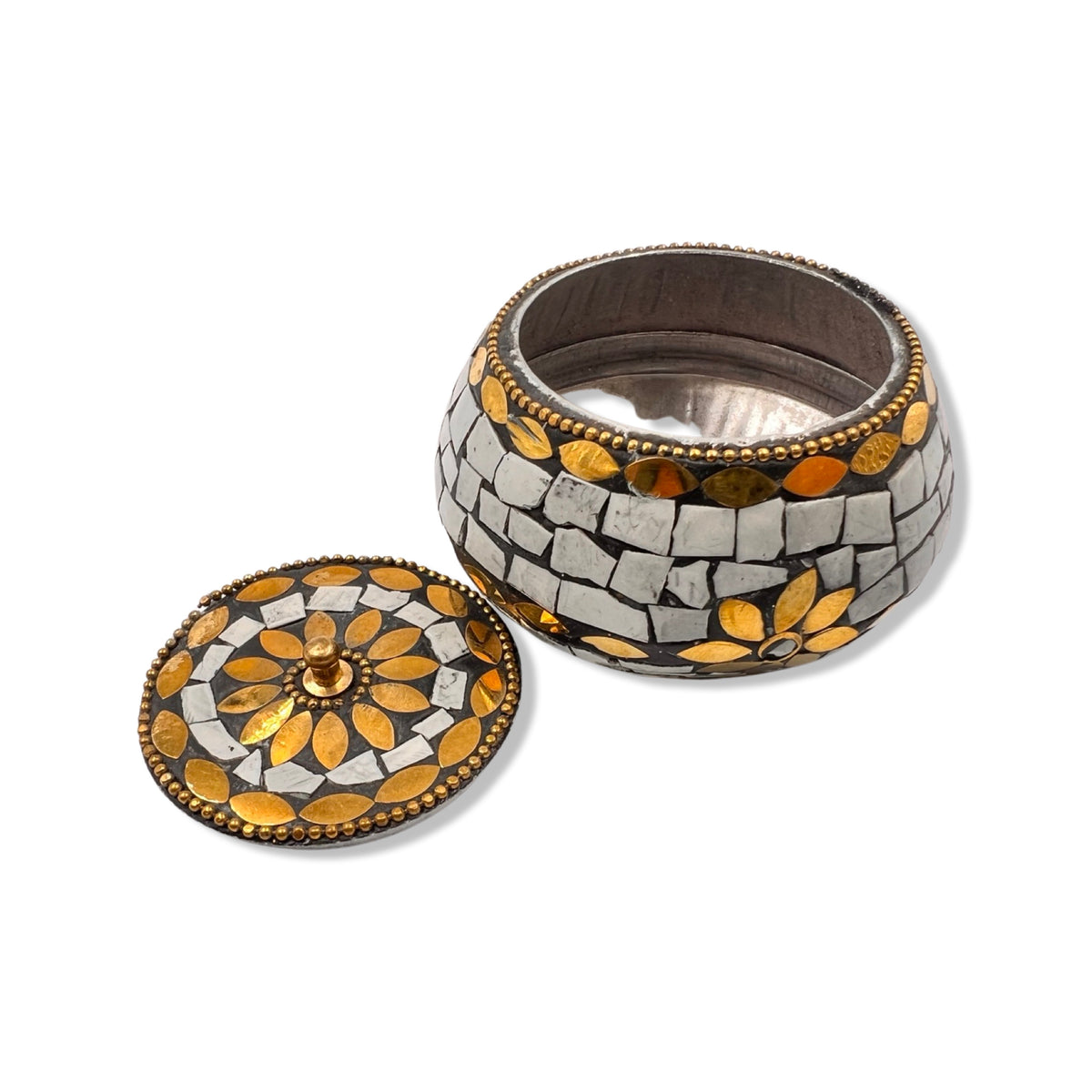 Incense Box Brass & Stones