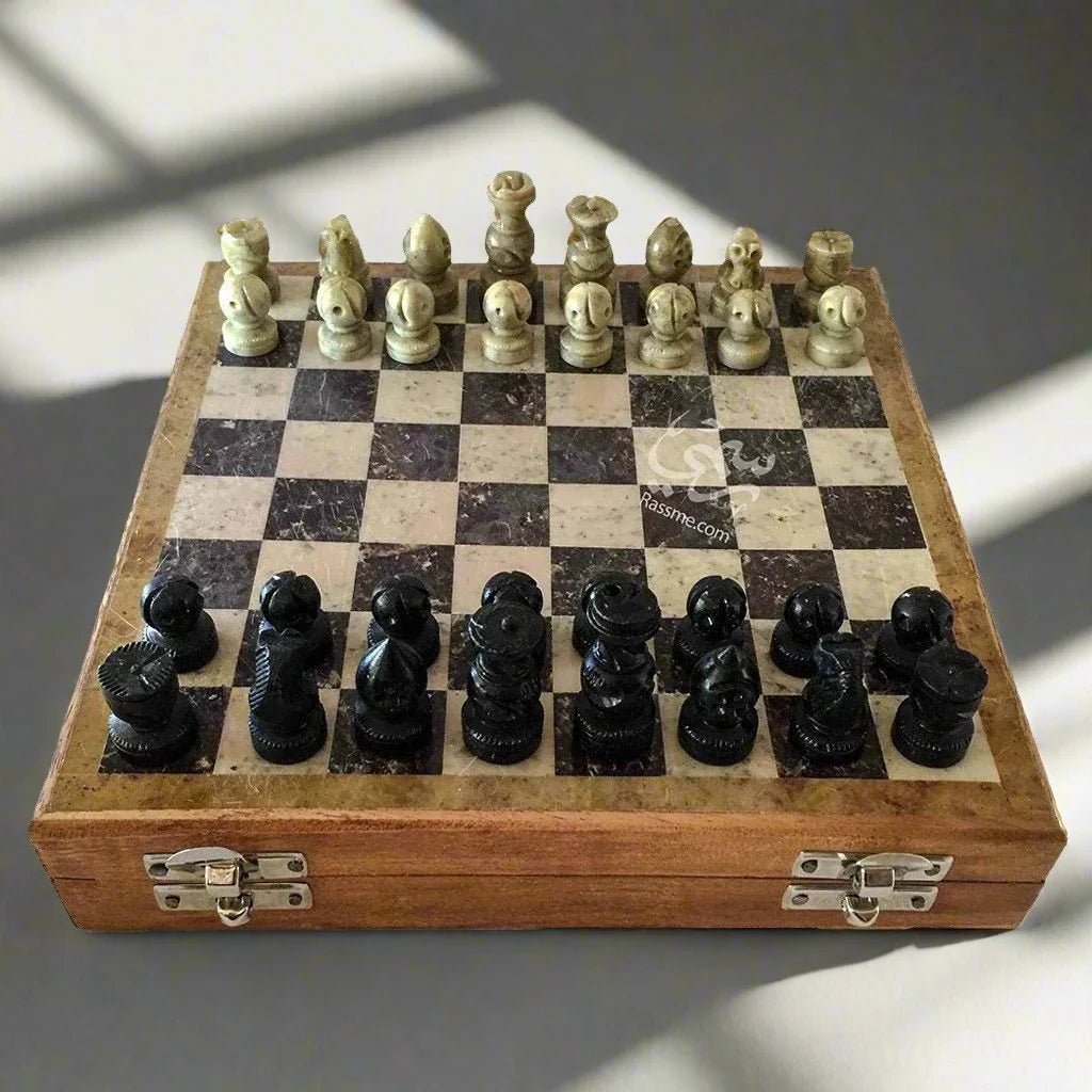 Marble Chess Pieces and Board Set