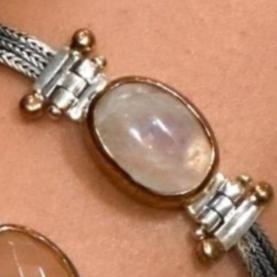 Silver Genuine gemstone Agate & Moonstone Bracelete