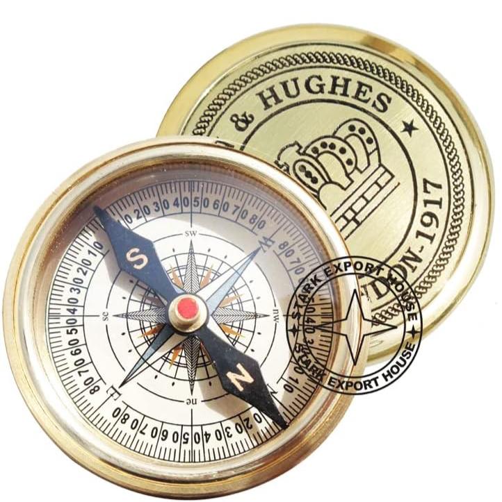 Solid Brass Antique Sundial Compass Kelvin & Hughes London(1917)