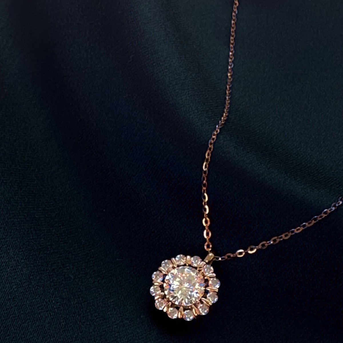 Sterling Silver Rose Gold Vermiel Zircon Necklace Pendant