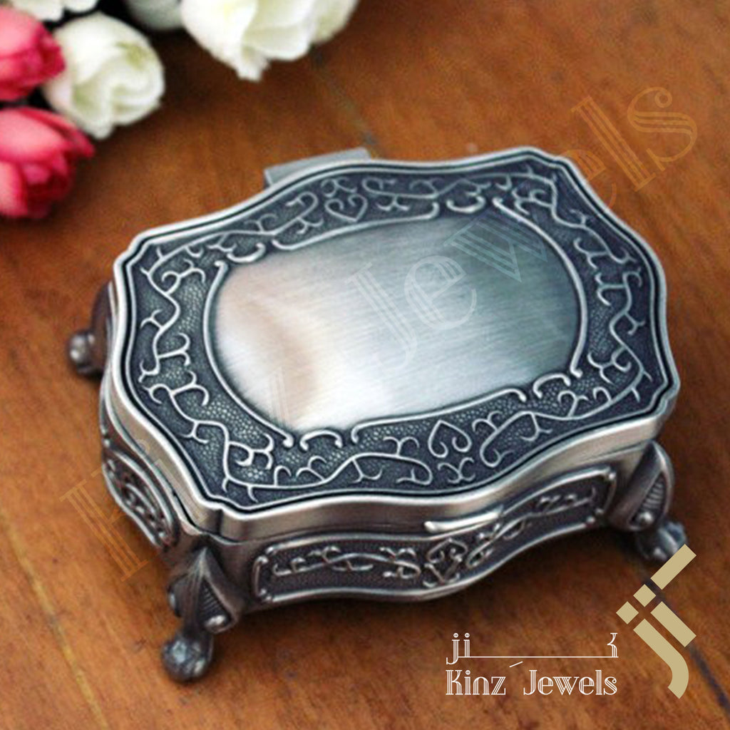 Personalized Vintage Jewelry Box High Quality Alloy Antique Velvet Fancy