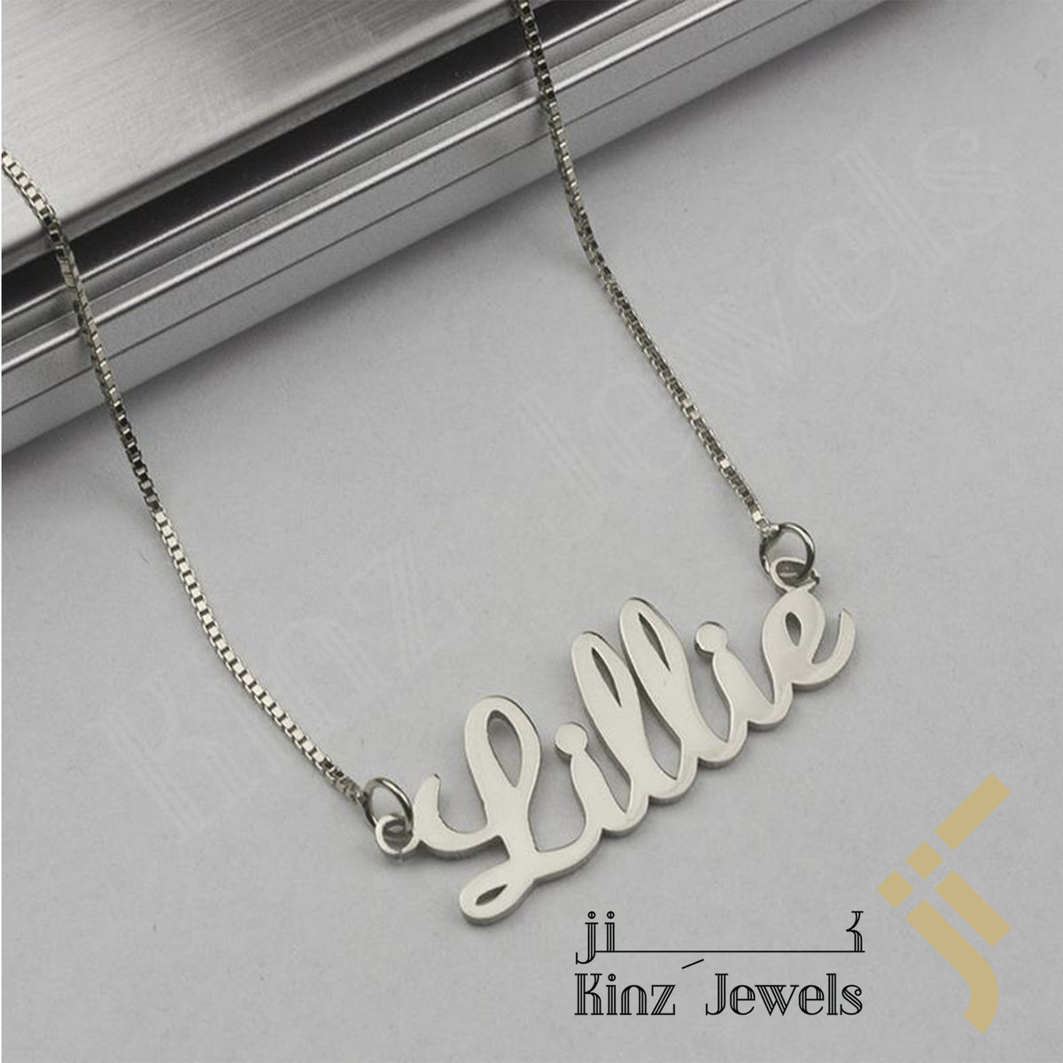 High Quality Sterling Silver necklace Custom Name Rhodium Vermeil - Arabic or English