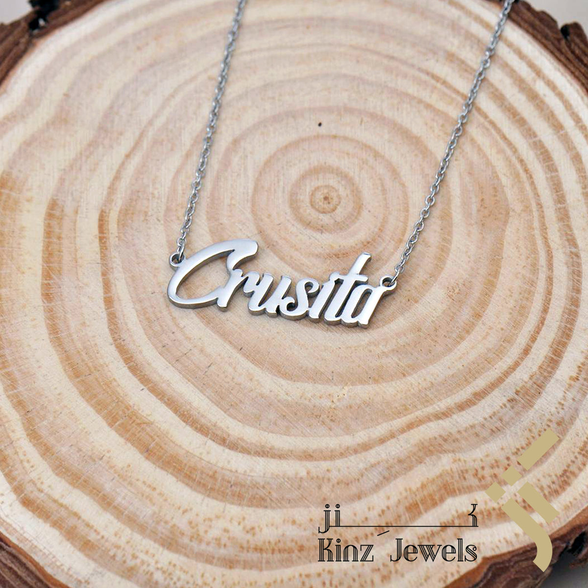 High Quality Sterling Silver necklace Custom Name Rhodium Vermeil - Arabic or English