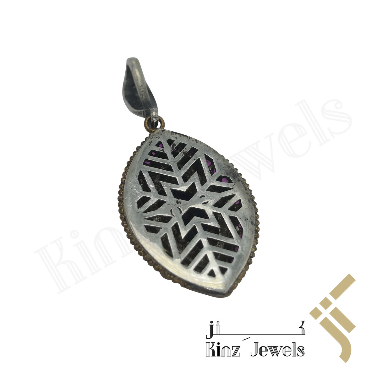 Sterling Silver Hurrem Sultan Eye Shape Gemstones Pendant