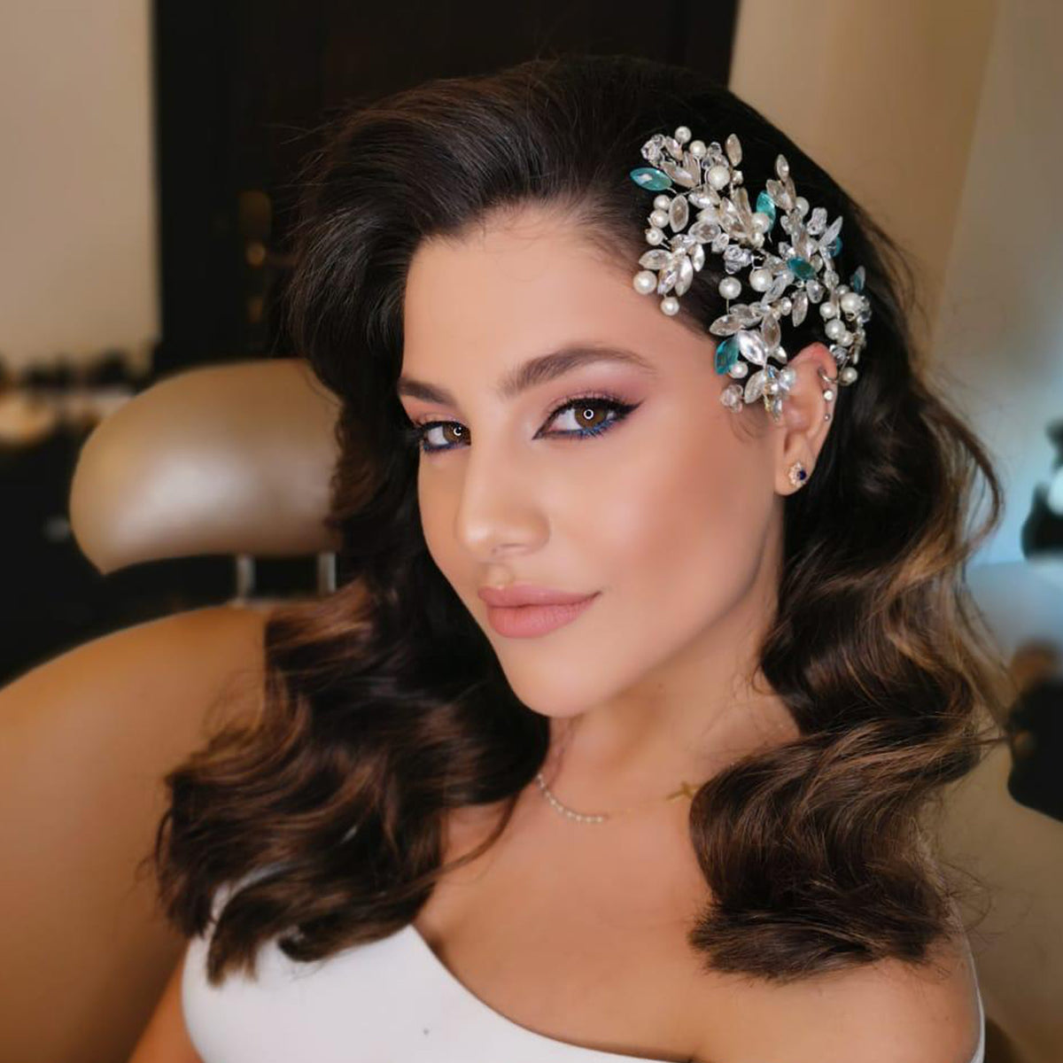 de Saphir - Sky Headpiece Swarovski, Crystals & Pearls