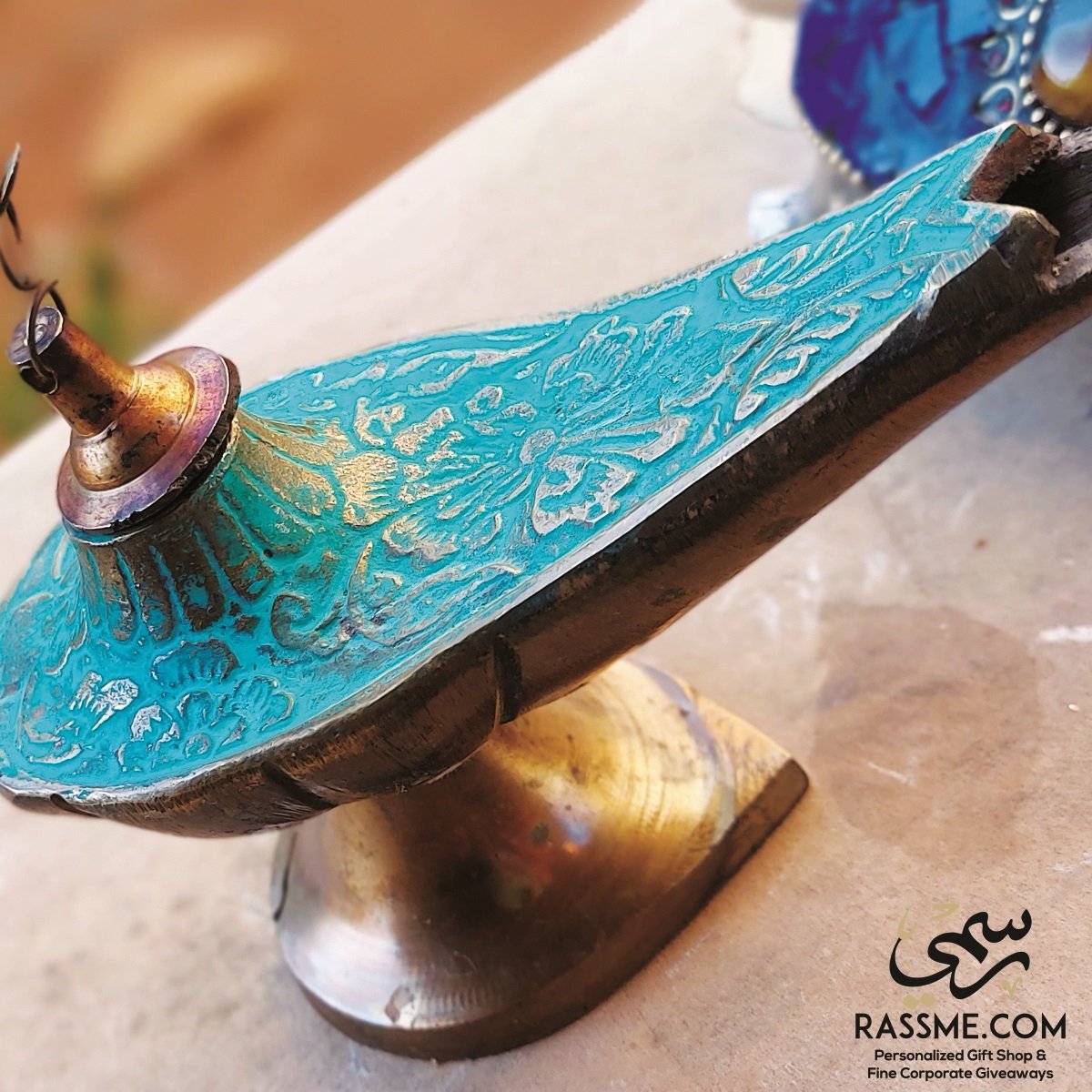 Aladdin Magical Lamp Brass & Genuine Turquoise
