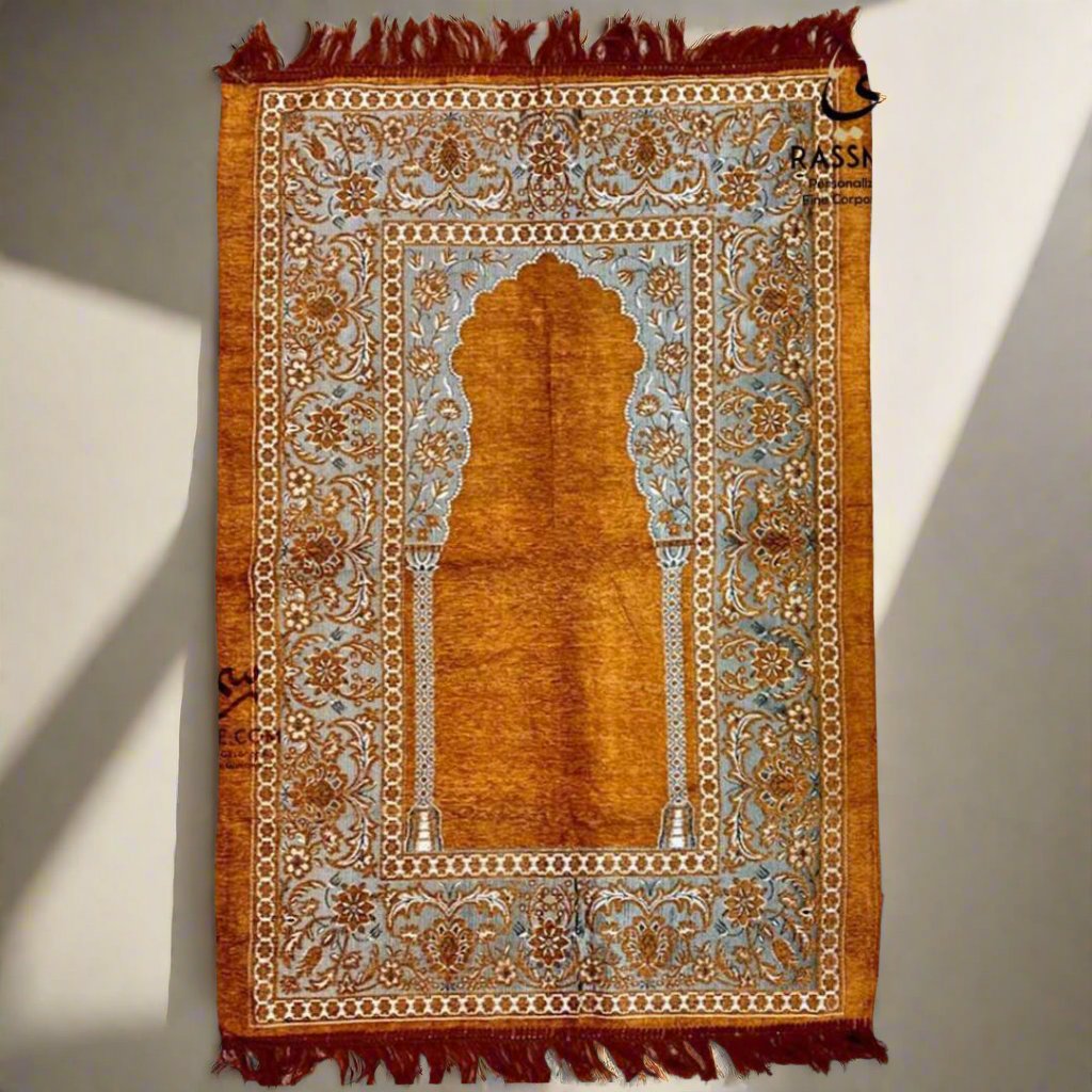 Light Brown Velvet Prayer Rug Muslim Prayer Mat