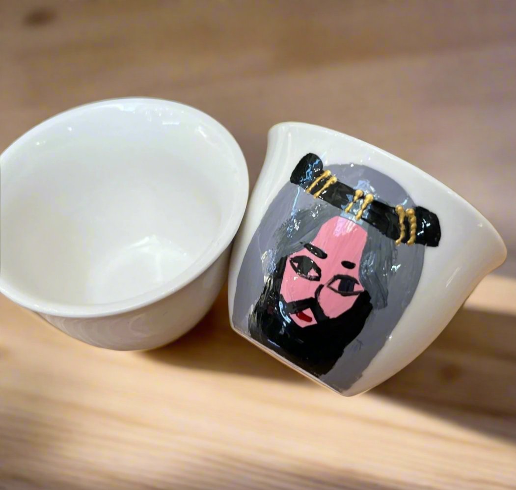 Arabian Coffee Cup with Bedouin Man & Pink Headscarf