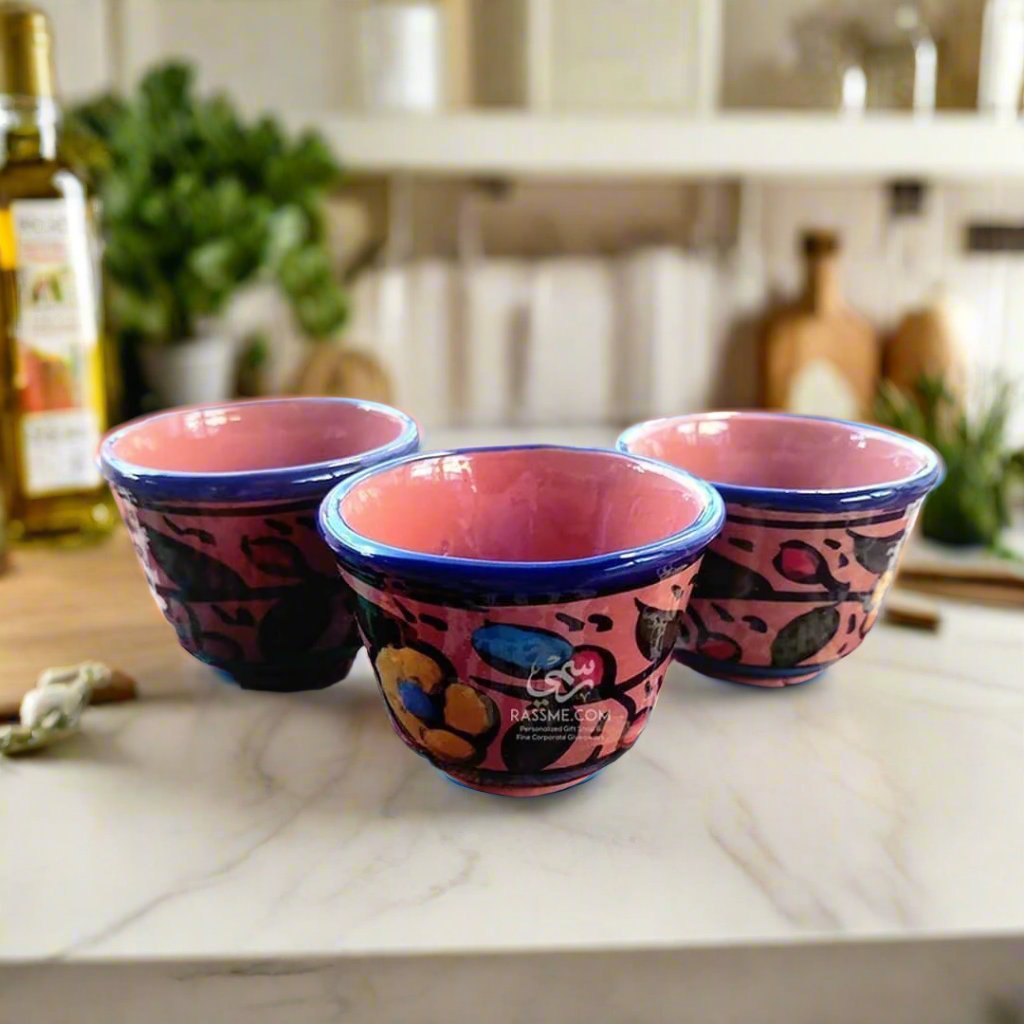 Arabian Coffee Cups Palestine Hand Painted Hebron Ceramic