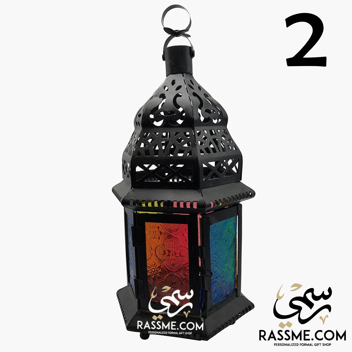 Candle Regular Arabian Glass Lantern Desk