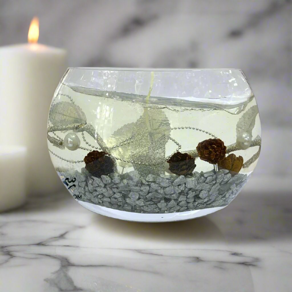 Personalized Candle Silver Gel Glass