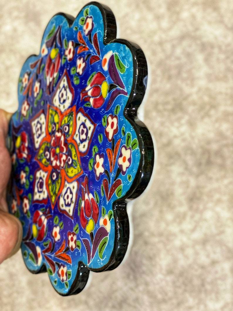 Ceramic Coaster Wall Dishes, Ceramic Tile Trivet, Hot Pad, Kitchen Decor hanging