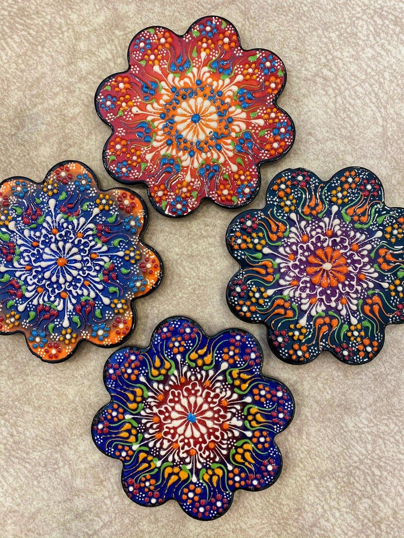 Ceramic Coaster Wall Dishes, Ceramic Tile Trivet, Hot Pad, Kitchen Decor hanging