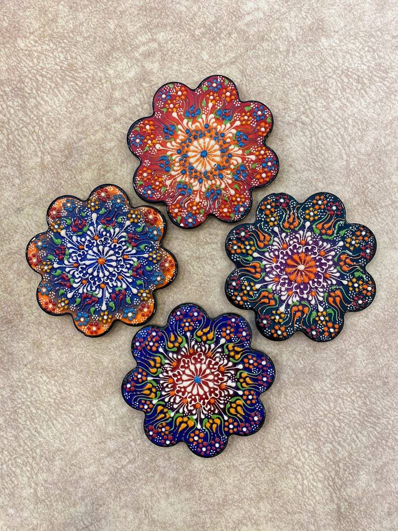 Ceramic Coaster Wall Dishes, Ceramic Tile Trivet, Hot Pad, Kitchen Decor hanging