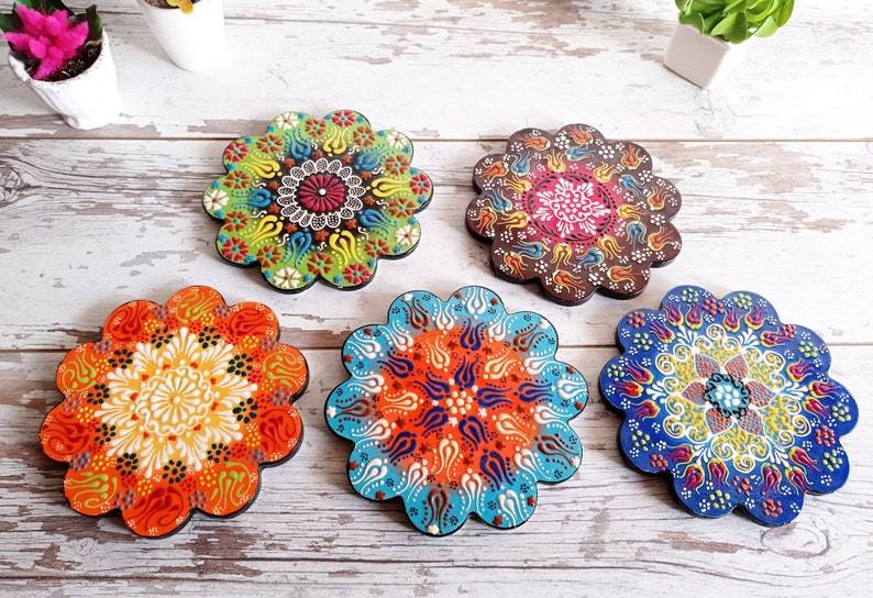 Ceramic Coaster Wall Dishes, Ceramic Tile Trivet, Hot Pad, Kitchen Decor hanging