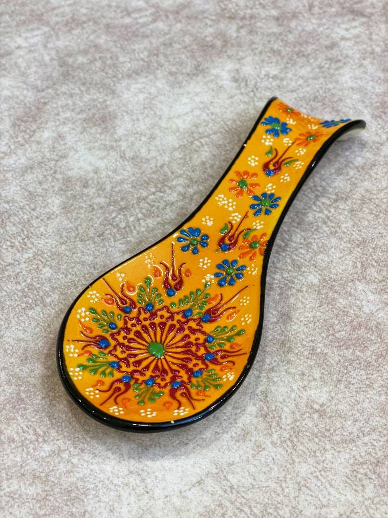 Ceramic Spoon Rest Tile Rack Pottery Spoon Holder Rack Kitchen