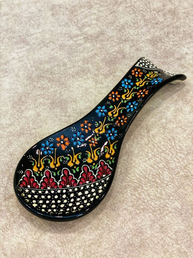 Ceramic Spoon Rest Tile Rack Pottery Spoon Holder Rack Kitchen