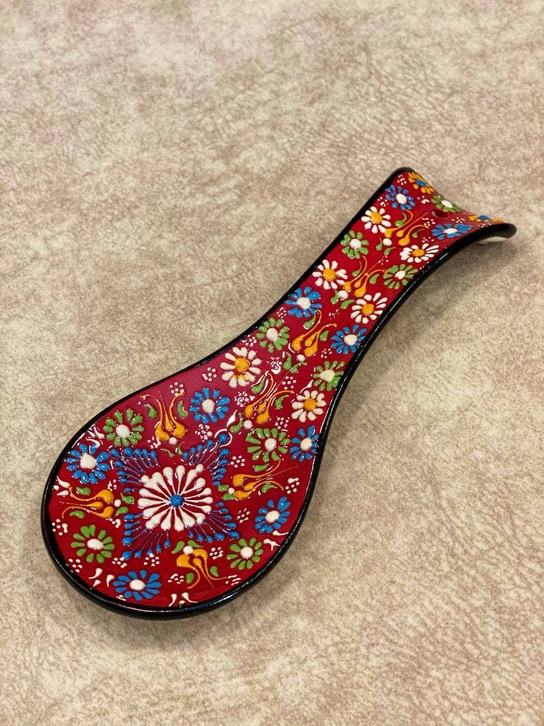 Ceramic Spoon Rest Tile Rack Pottery Spoon Holder Rack Kitchen