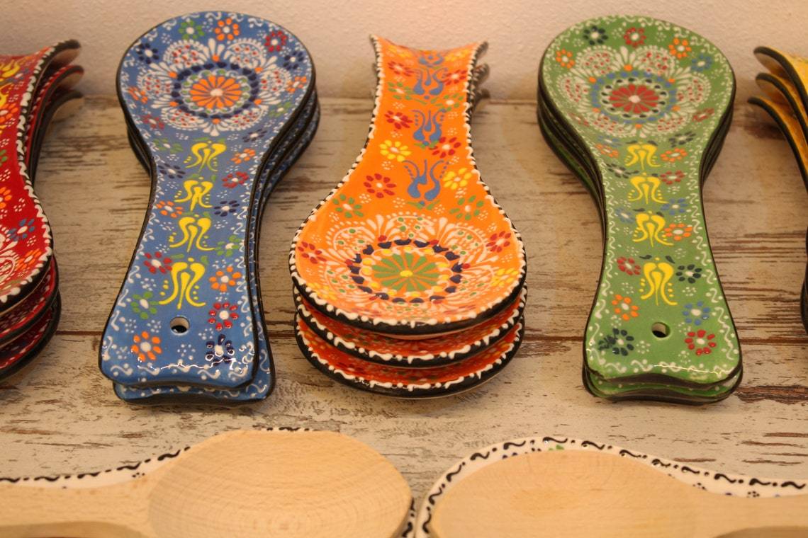 Ceramic Spoon Rest Tile Rack Pottery Spoon Holder Rack Kitchen