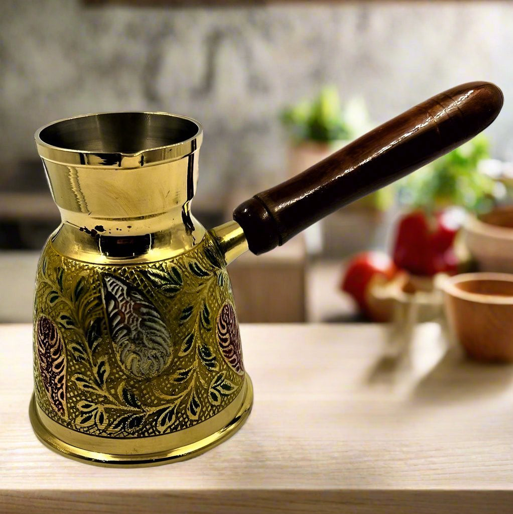 Coffee Pot Handcrafted Solid Brass With Enamel Color