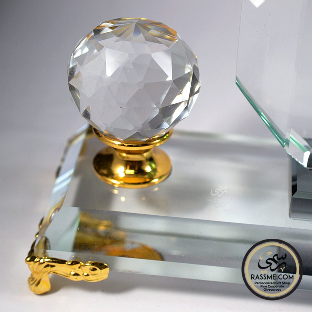 Luxury Crystal Desk Name Golden Stands