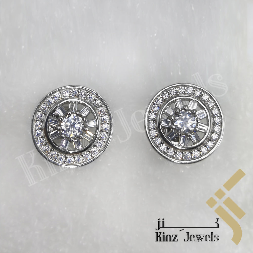 Sterling Silver Rhodium Vermeil Vintage Wheel Earring