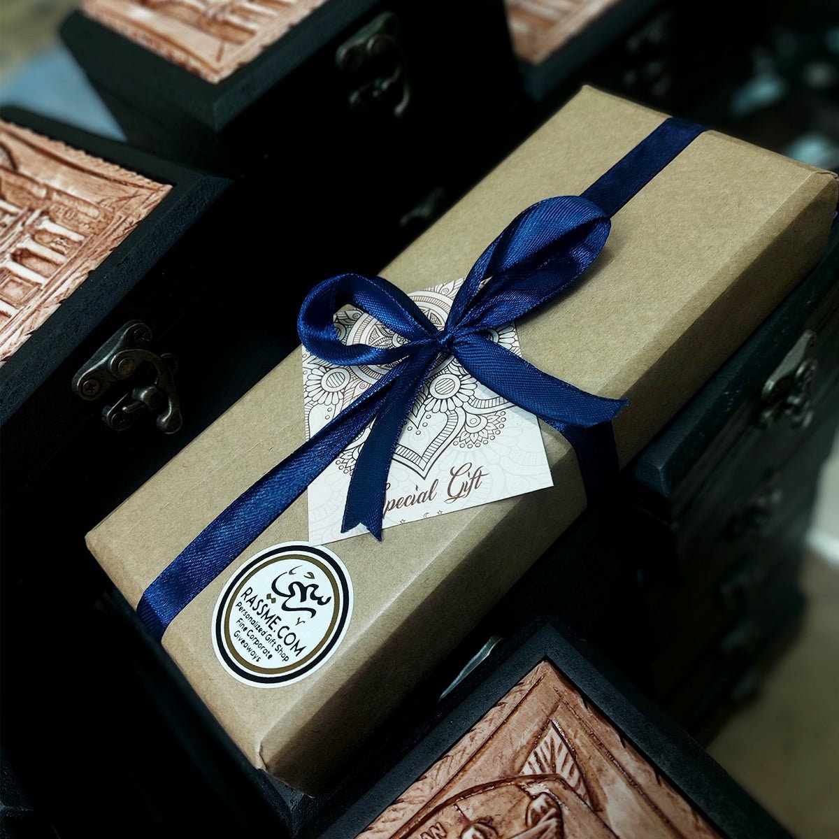 High Quality Full Black Pen Set With Elegant Wooden Box - Free Engraving