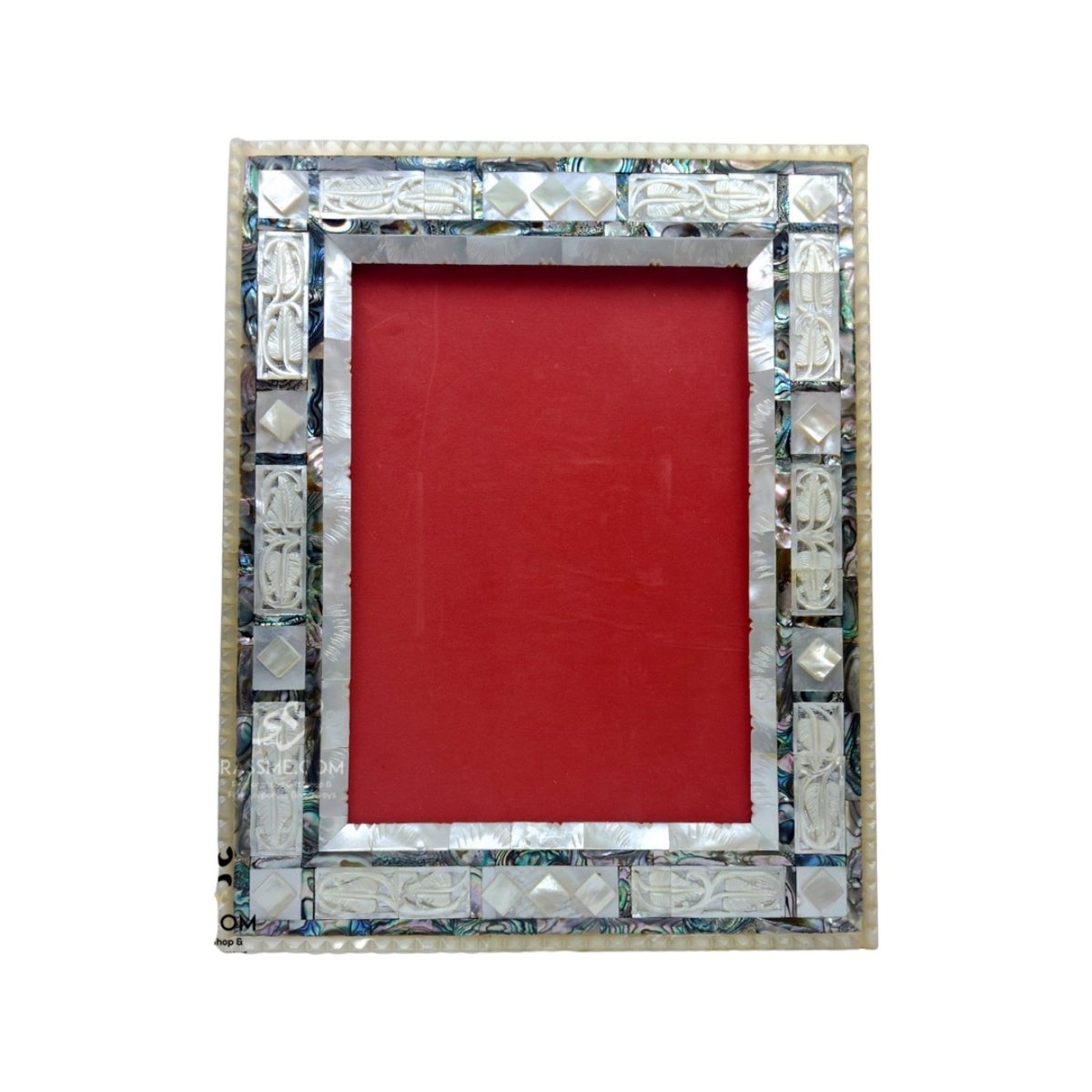 Genuine Mother Of Pearl Frame Office Stand Desk Picture or Wall Hanging With Velvet Luxury Decoration
