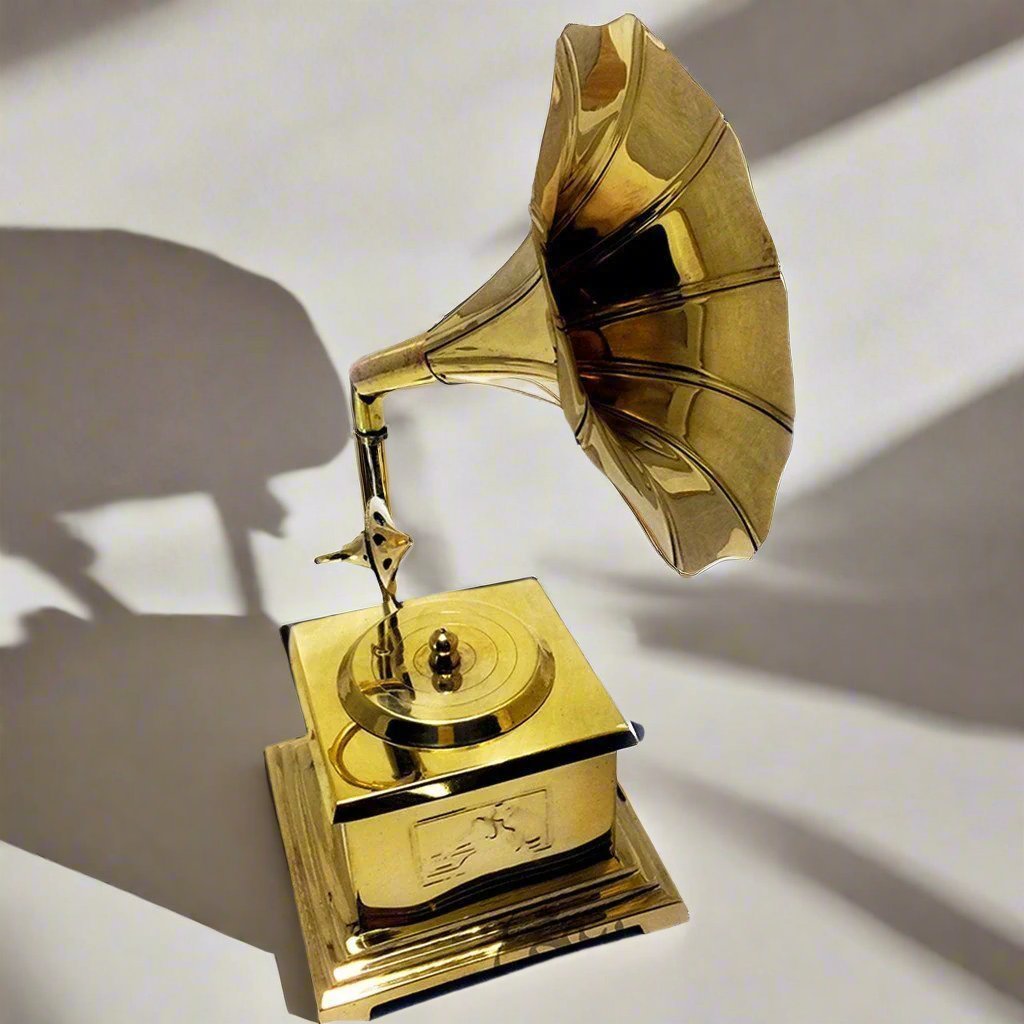 Gramophone Solid Brass Mini Plain Square