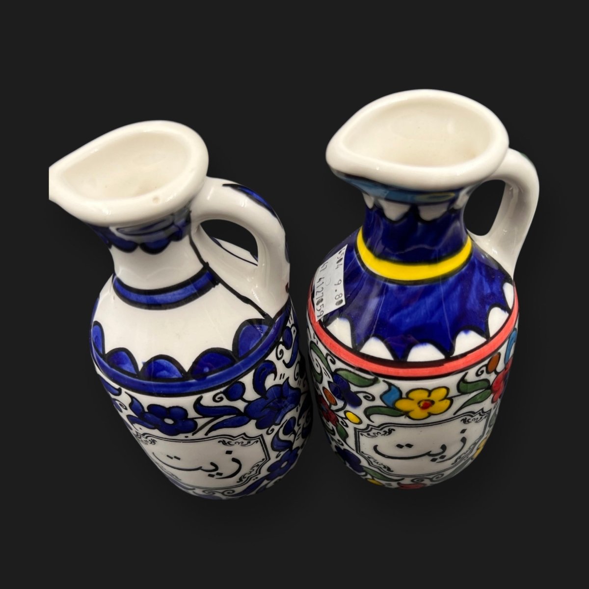 Hand Paint Palestinian Ceramics Olive Oil Bottle Zeit Zaitoun - قنينة زيت زيتون