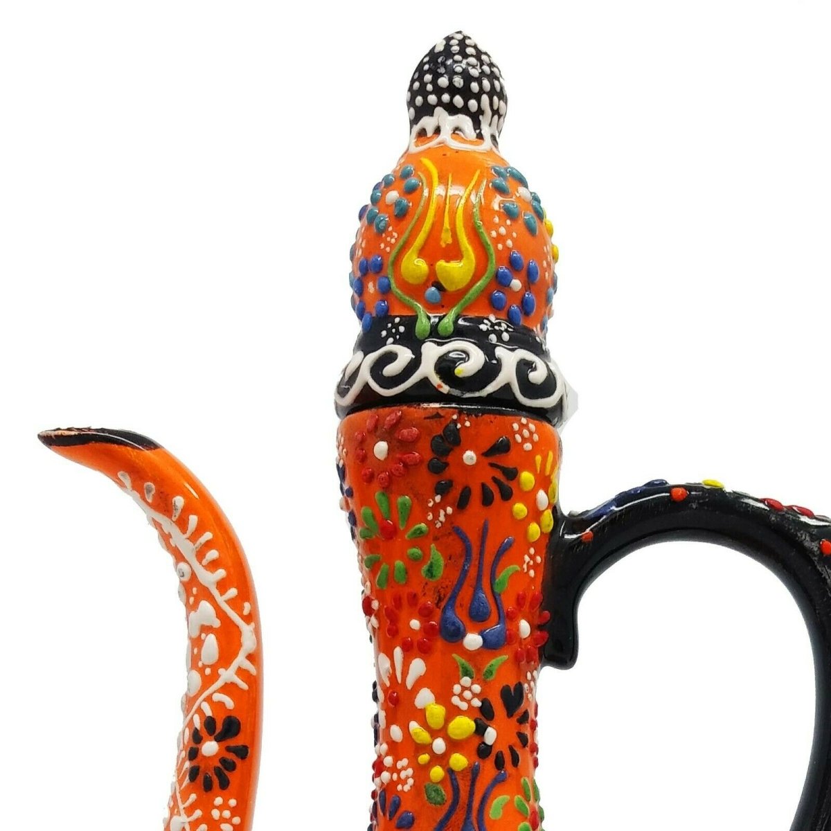 Handmade Handprinted Turkish Ceramic Ewer Pitcher Vase Home Decor