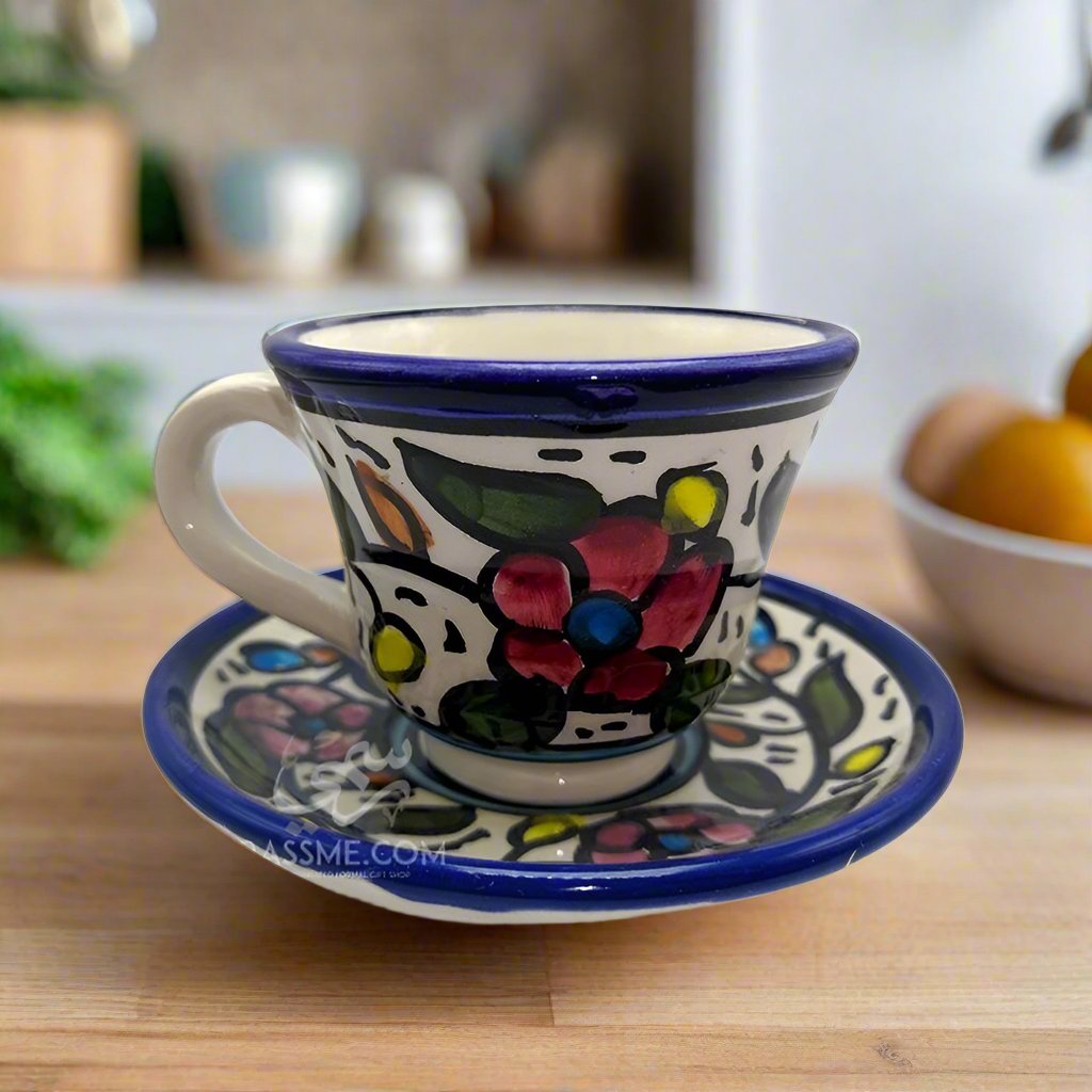 Handmade High Quality Palestinian Floral Turkish Coffee Cup