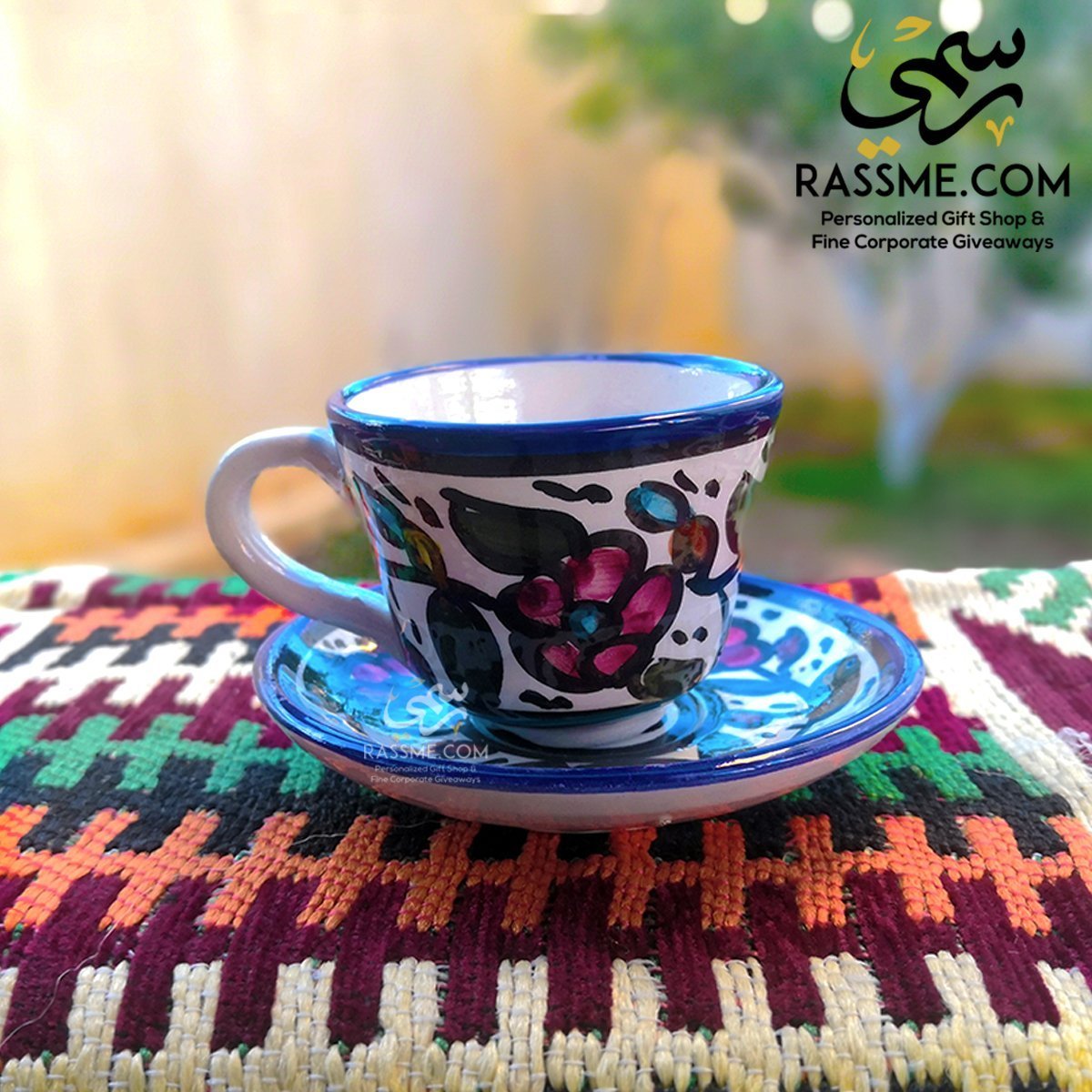 Handmade High Quality Palestinian Floral Turkish Coffee Cup