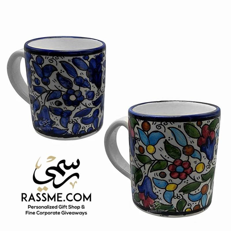 Handmade in Palestinian Ceramics Floral Mug Pottery