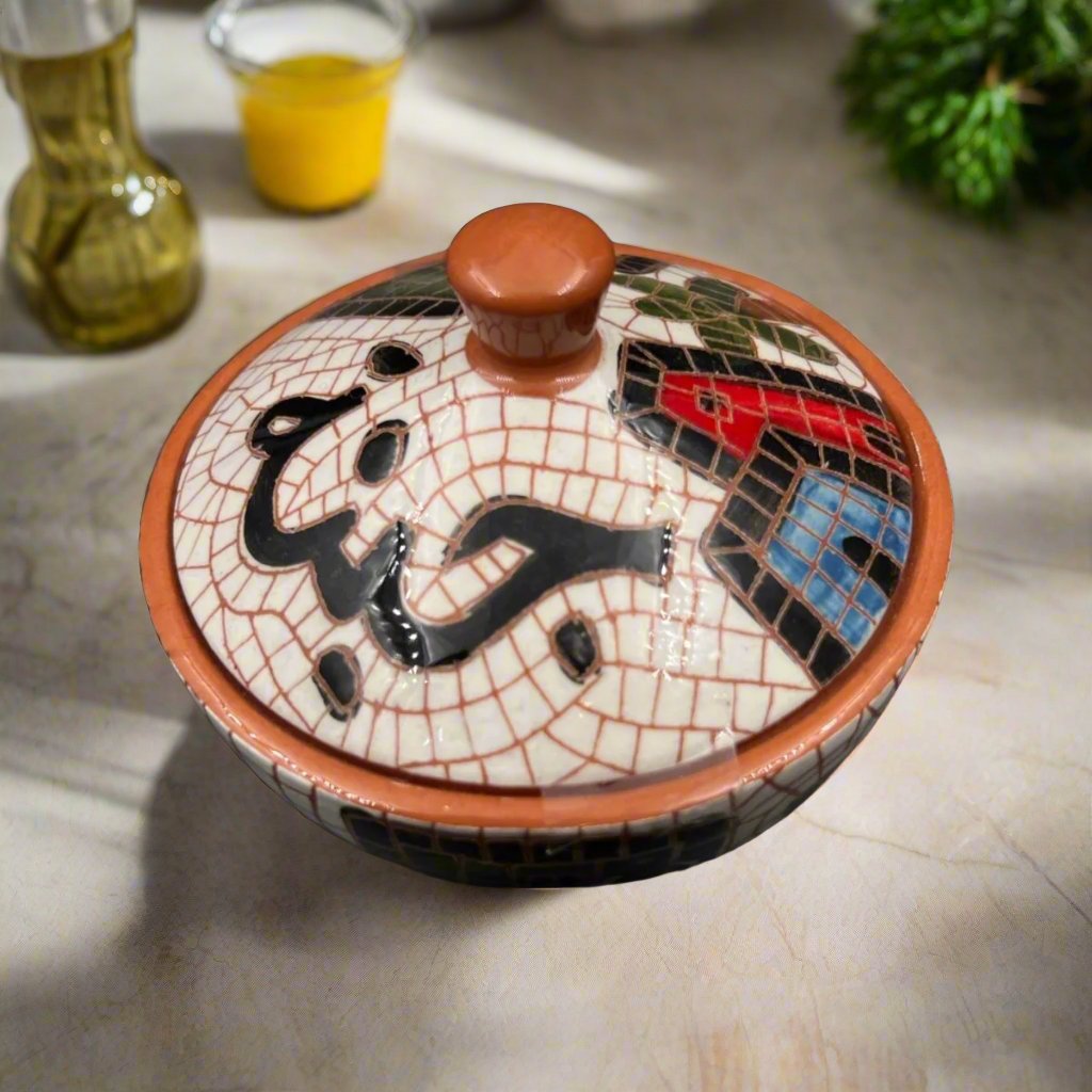 Handmade Mosaics Cheese Bowl - صحن جبنة فخار