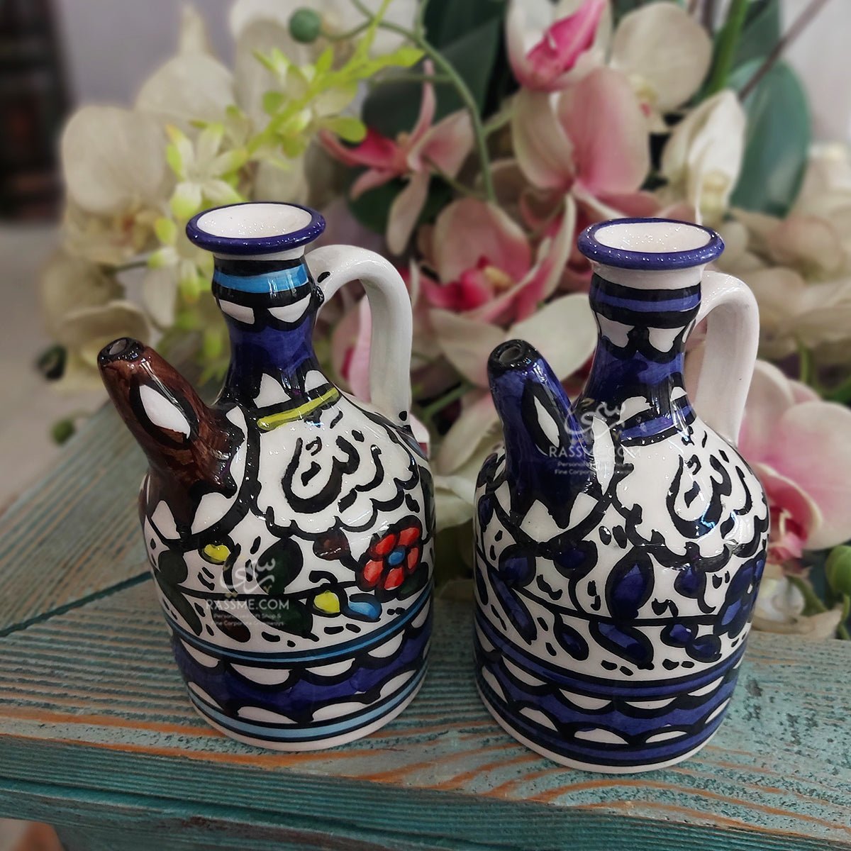 Handmade Palestinian Ceramics Olive Oil Bottle Zeit Zaitoun - قنينة زيت زيتون