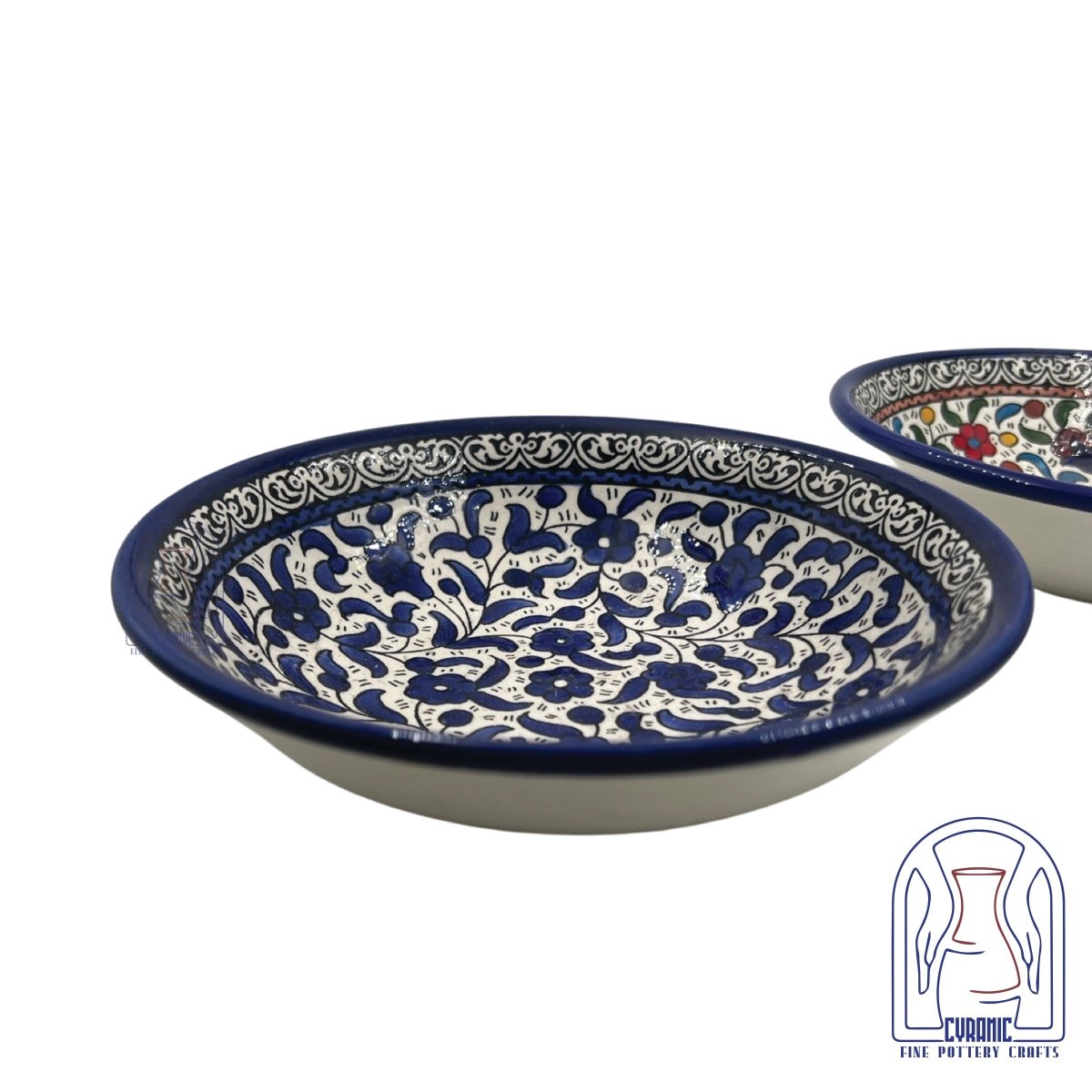 Hebron Ceramic Blue & White Shallow Dish
