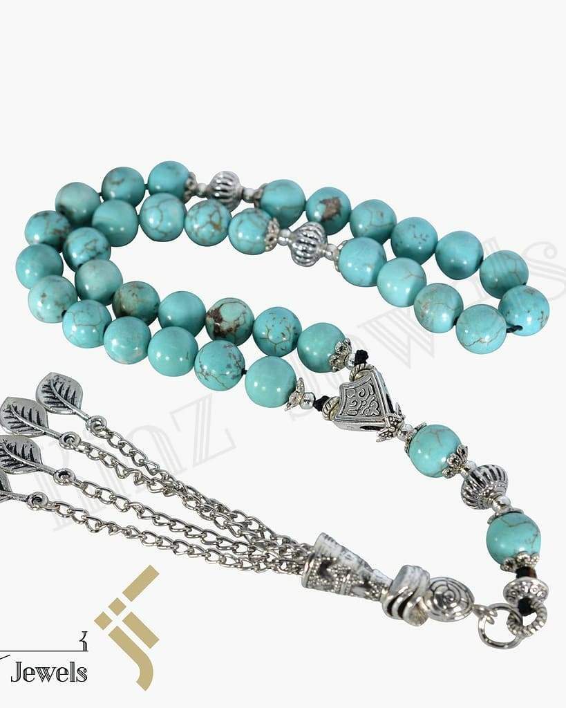 High Quality Turquoise Prayer Beads and Hand Calligraphy Wooden Nabataeans Box Set