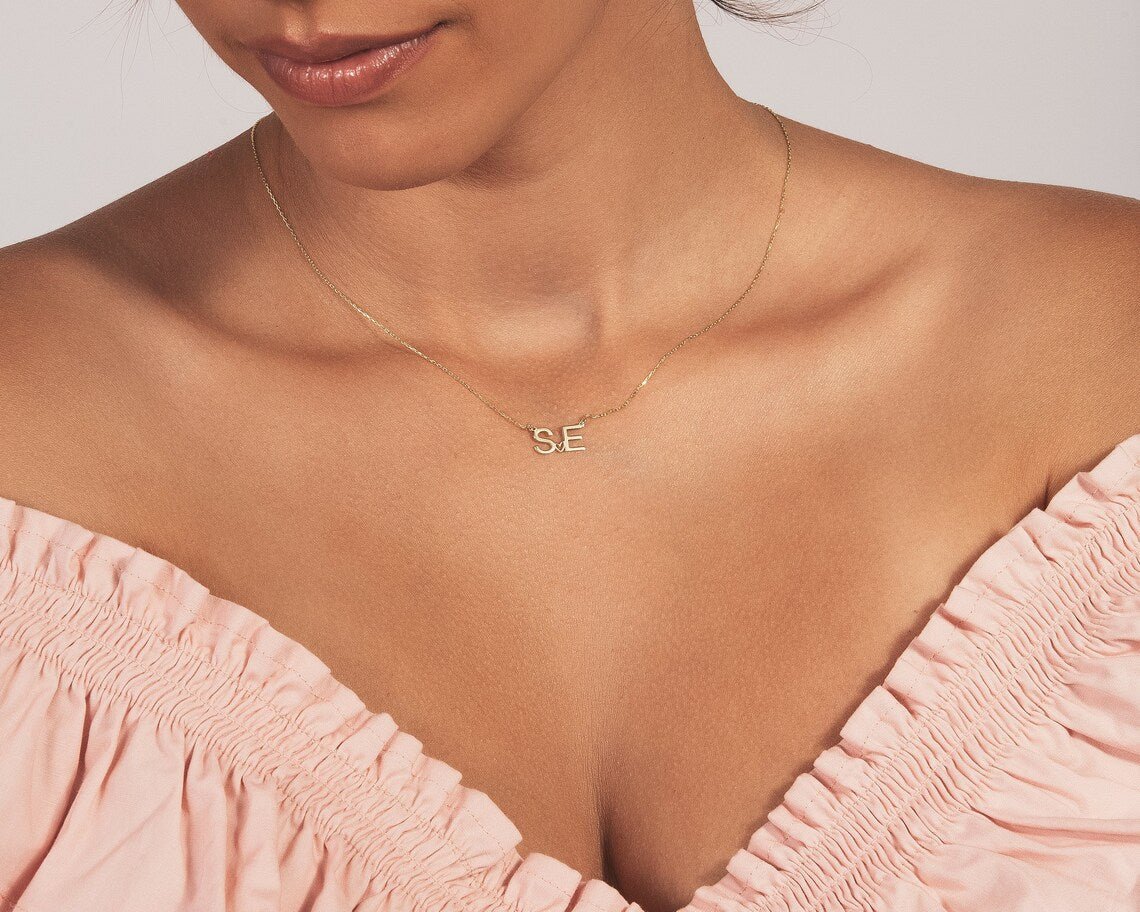 Personalized Initial Necklace with a Heart, Dainty silver necklace, Letter necklace, Monogram Necklace