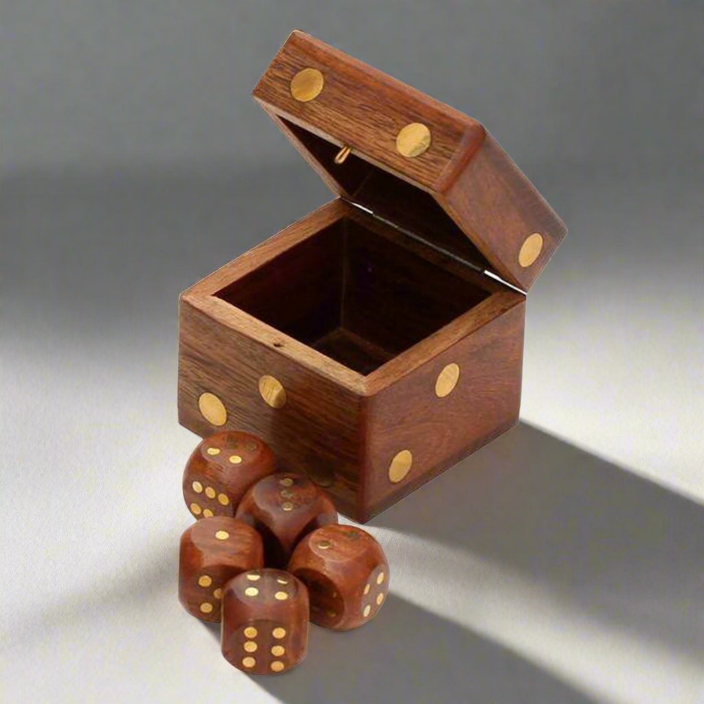 Rose Wood with Brass Dice Box