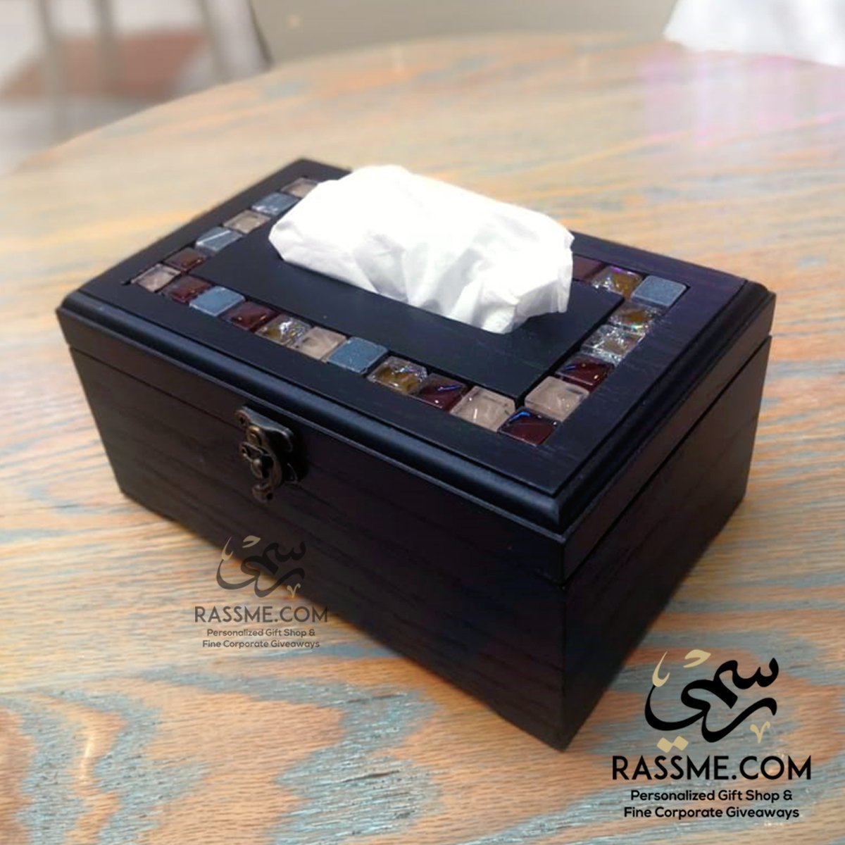 Personalized Wooden Tissue Box Cover Mosaics