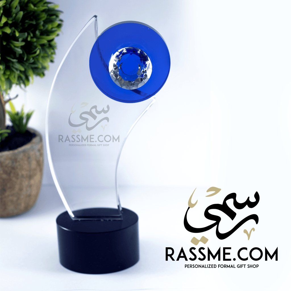 Plaque Blue Moon Crystal - Free Hand Engraving