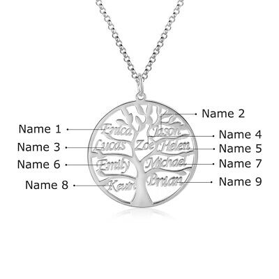 Custom Sterling Silver English / Arabic Family Tree Necklace