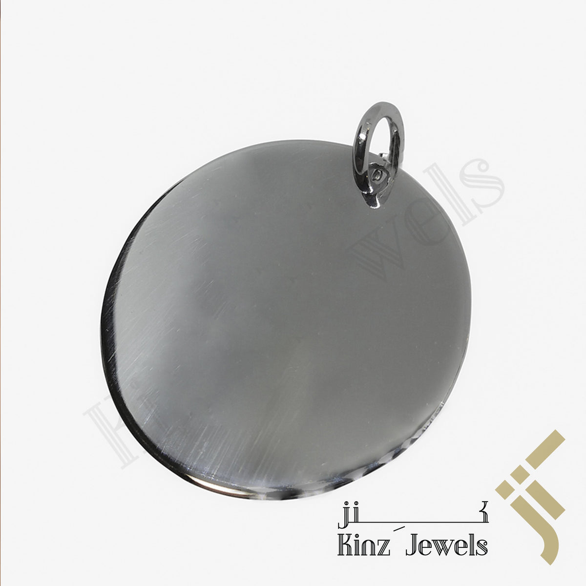 Personalized Silver Tag Pendant Round Rhodium Vermeil